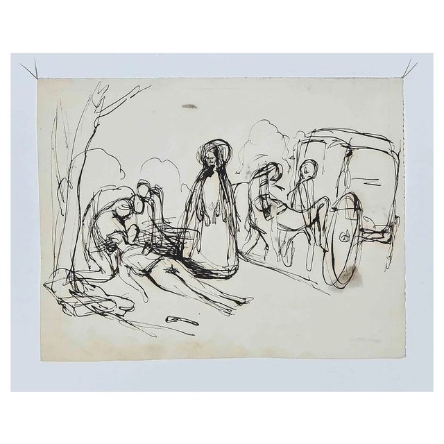 Paul Gavarni, Figures, Ink Drawing, 19th Century For Sale