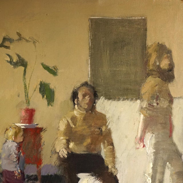 Figurative ‘Wife and Family’ by John G. Boyd, Large 1970s Original Oil on Canvas Painting For Sale - Image 3 of 12