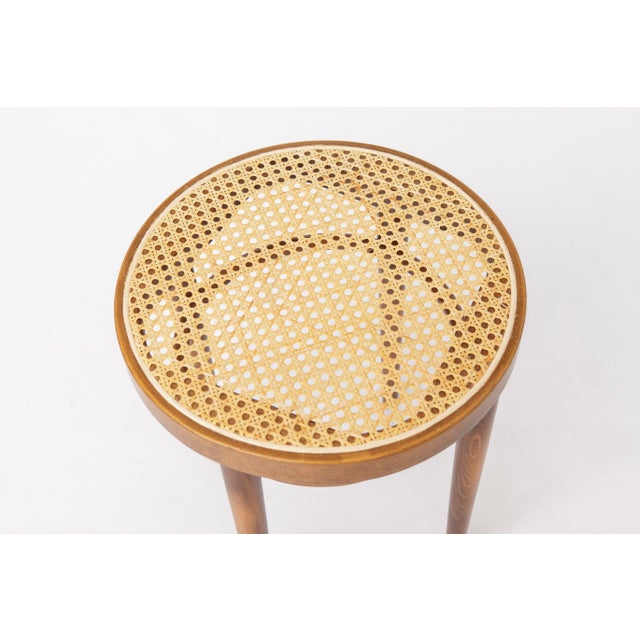 Mid-Century Modern Beech Bentwood Stool with Vienna Cane Seat, 1950s For Sale - Image 6 of 9