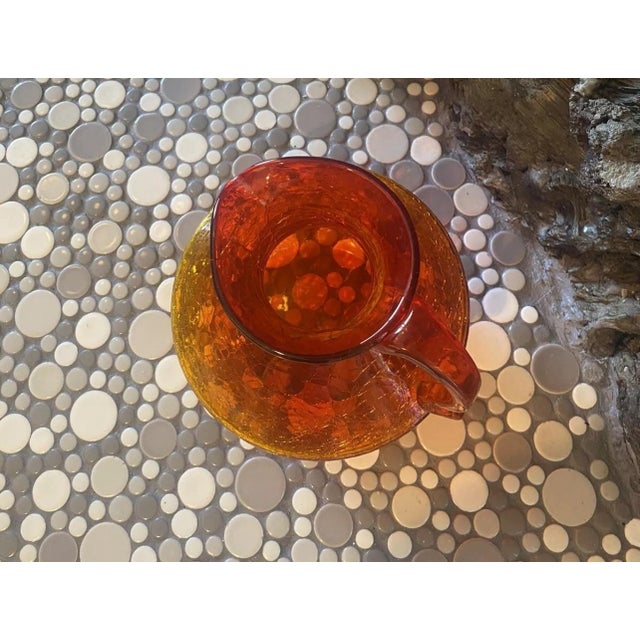 Mid-Century Modern Mid Century Modern Attributed to Blenko Amberina Pitcher Crackle Glass For Sale - Image 3 of 7