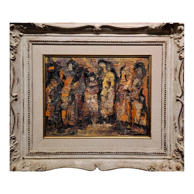 Molly F. Crowd of Women in Abstract -1962 Oil Painting For Sale