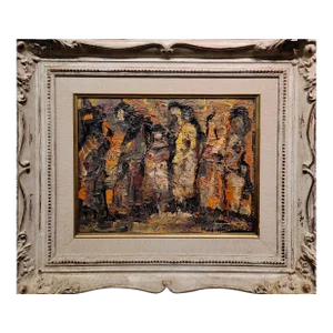 Molly F. Crowd of Women in Abstract -1962 Oil Painting
