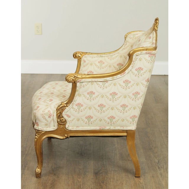 French Louis XV Style Antique Gilt Frame Bergere Chair For Sale - Image 4 of 13