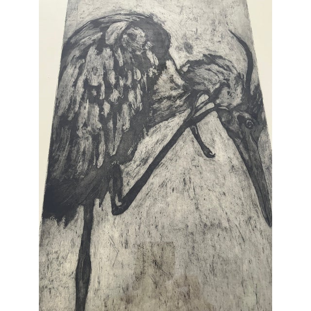 Heron, Original Limited Edition Black & White Print by California Artist Stephanie Martin, Framed For Sale In Monterey, CA - Image 6 of 9