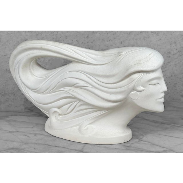 Haeger Vintage 20" Art Nouveau White Ceramic Women Bust Sculpture by Haeger For Sale - Image 4 of 11