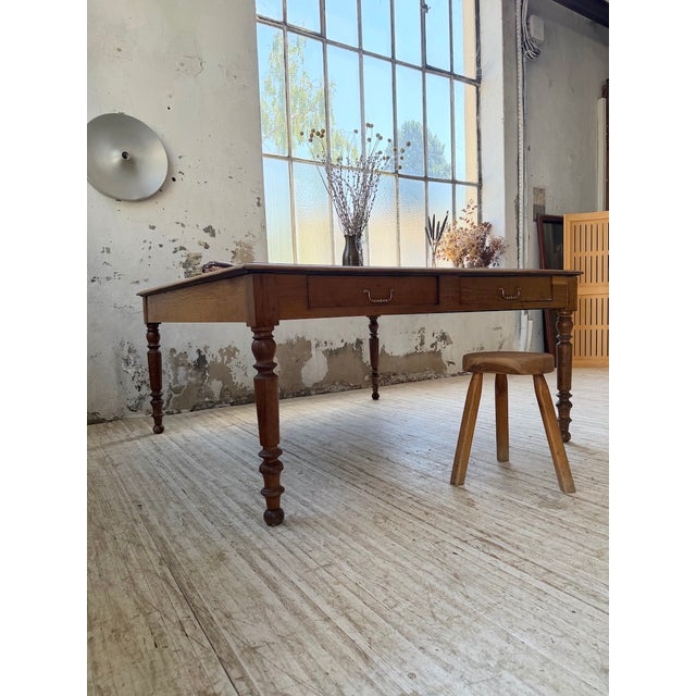 Large Oak Square Conference Table, 1950 For Sale - Image 16 of 18