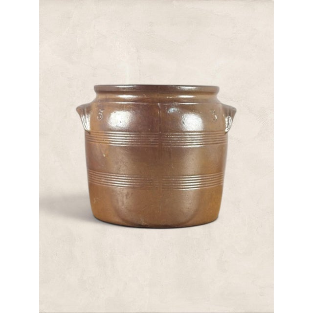 French Country Antique French Stoneware Confit Pot (3 Gallon) For Sale - Image 3 of 8
