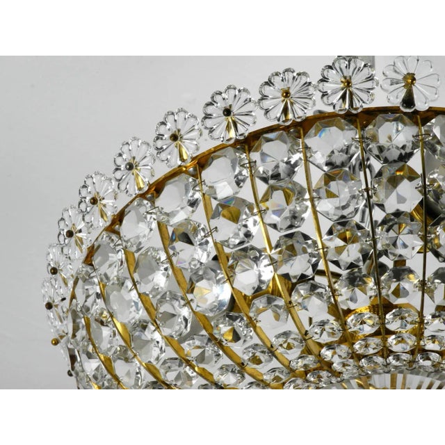 Gold Mid-Century Modern Ceiling Lamp with Glass Stones and Brass Frame from the Vereinigten Werkstätten For Sale - Image 8 of 11