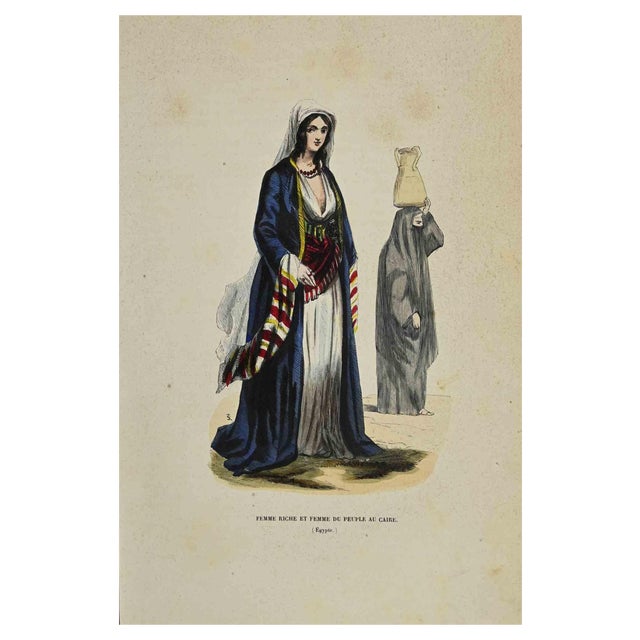 Auguste Wahlen, Femme Riche et Femme du Peuple au Caire, Lithograph, 1844 For Sale
