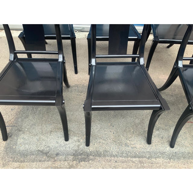 1990s Klismos Style Dining Chairs in Black Finish- Set of 8 For Sale - Image 5 of 11