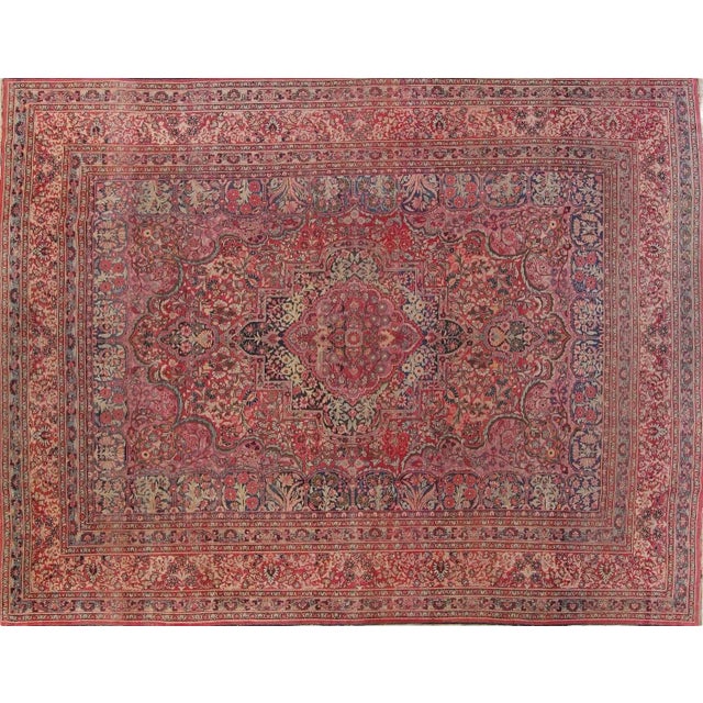 Antique Madonna Botanical Rug, 10.8 x 14.3 For Sale