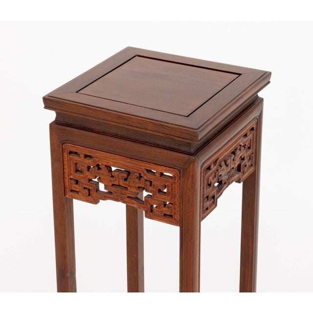 Late 20th Century Pair of Chinese Hardwood Pedestal Stands For Sale - Image 5 of 8