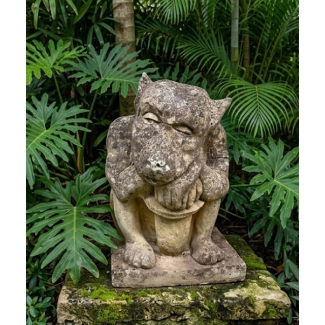 Vintage Cast Stone Gargoyle Sentinel Statue For Sale - Image 11 of 12