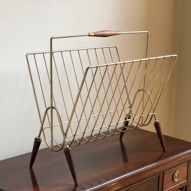 Silver 1950s Mid-Century Modern McCobb-Style Magazine Rack For Sale - Image 8 of 10
