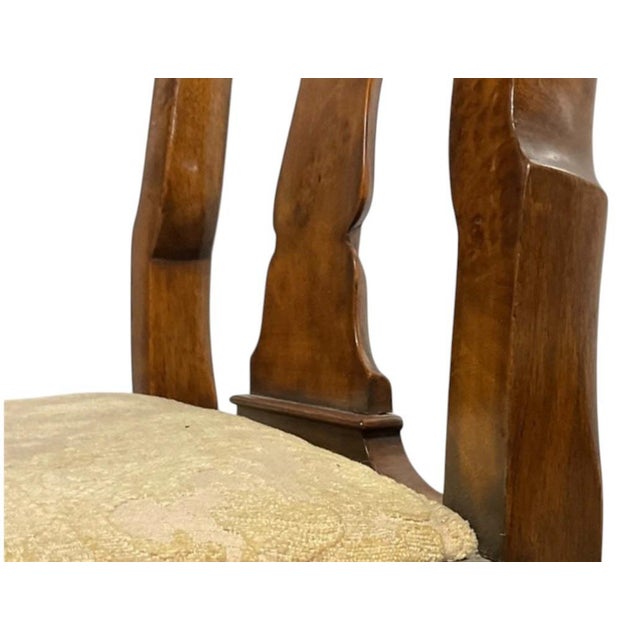 Wood Early 20th Century Pair of Queen Anne Style Burl Walnut Side Chairs With Shell Carved Cabriole Legs For Sale - Image 7 of 7