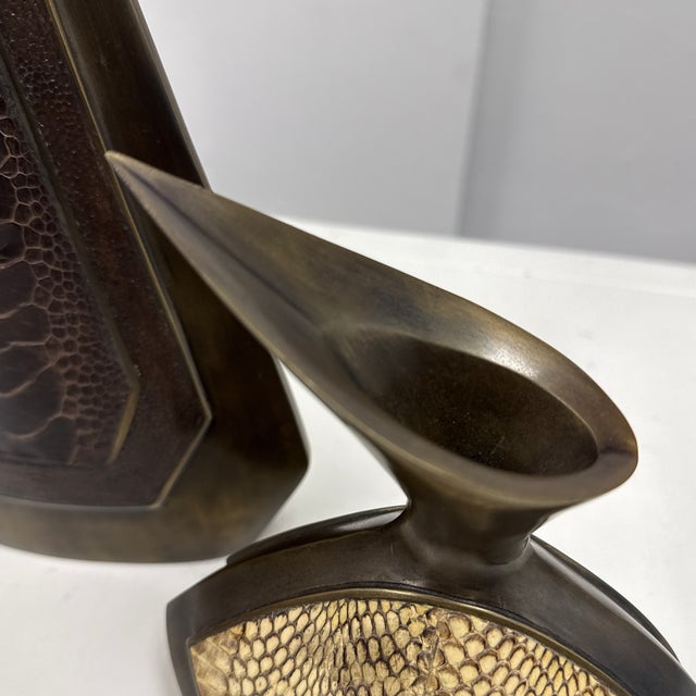 1990s R & Y Augousti Paris Bird Sculptural Tall + Short Vases, Vintage For Sale - Image 5 of 12