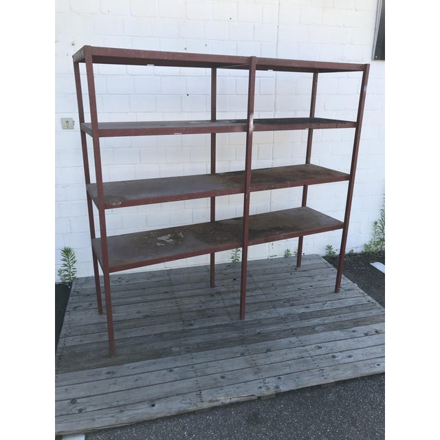 Purple Large Industrial Style Metal Workshop Shelf, 1950s For Sale - Image 8 of 11