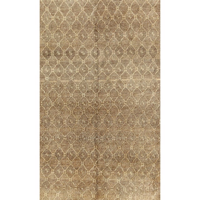 Mid 20th Century Vintage Turkish Mid-Century Gallery Rug in Taupe and Warm Brown For Sale - Image 5 of 8