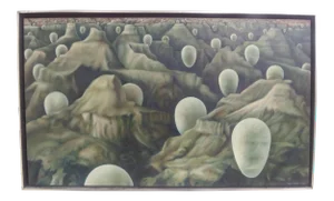 1970s "Eschatos No. 6" Surrealist Landscape Oil Painting by Clarence Holbrook Carter, Framed