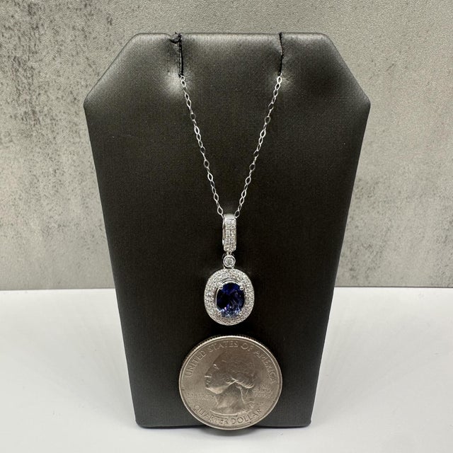 Tanzanite & Diamond Necklace in 14kt White Gold – 1.50ctw, 18in, New For Sale - Image 4 of 5