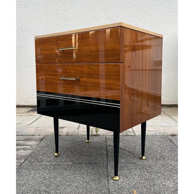 Wood Vintage Art Deco Bedside Tables, 1960s, Set of 2 For Sale - Image 7 of 9