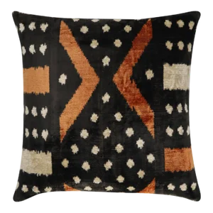 Modern Luxury Gold Black Handmade Velvet Throw Pillow & Down Insert