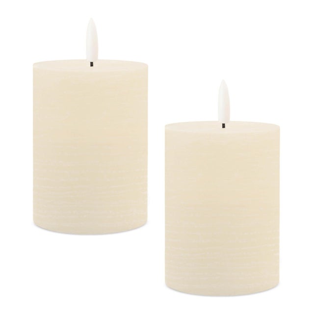 2020s FIA Wick Ivory Pillar Candle (Set of 2) For Sale - Image 5 of 5
