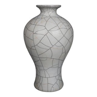 Chinese Ceramic Vase Guan Ware Crackle Glaze Celadon Plum Vase For Sale