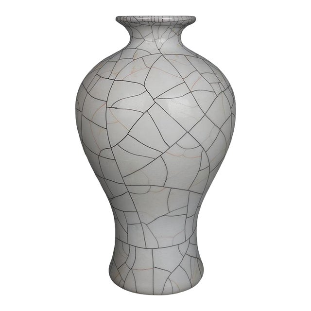 Chinese Ceramic Vase Guan Ware Crackle Glaze Celadon Plum Vase For Sale