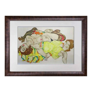 Egon Schiele "Two Reclining Models Entwined" Limited Edition Lithograph, No. 156, Vienna, Custom Framed For Sale