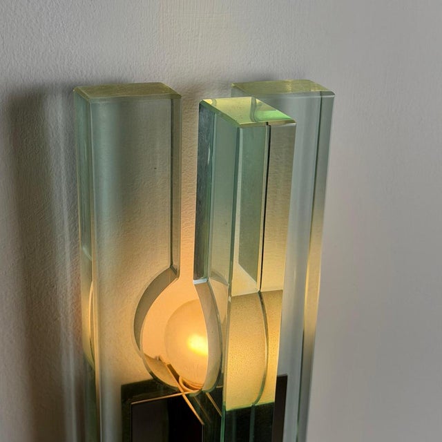 Triple Glass Wall Sconces in Thick Structural Glass from Gallotti & Radice, 1970s, Set of 3 For Sale - Image 18 of 18