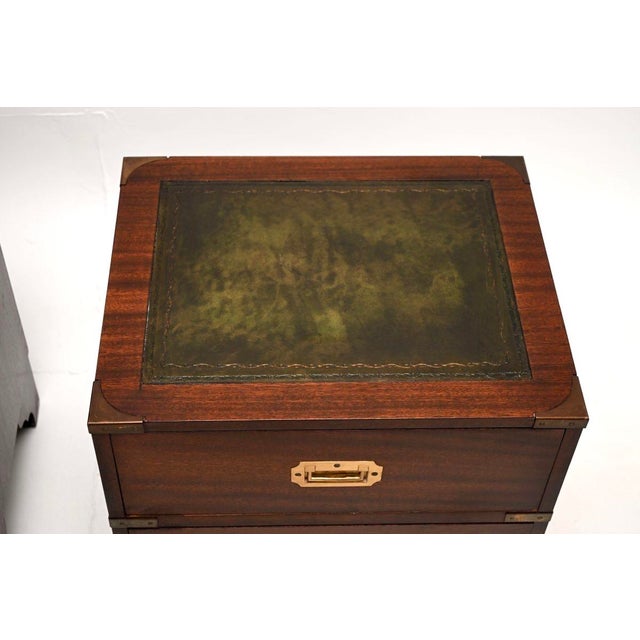 Antique Military Campaign Style Bedside Chests, 1950, Set of 2 For Sale - Image 10 of 11