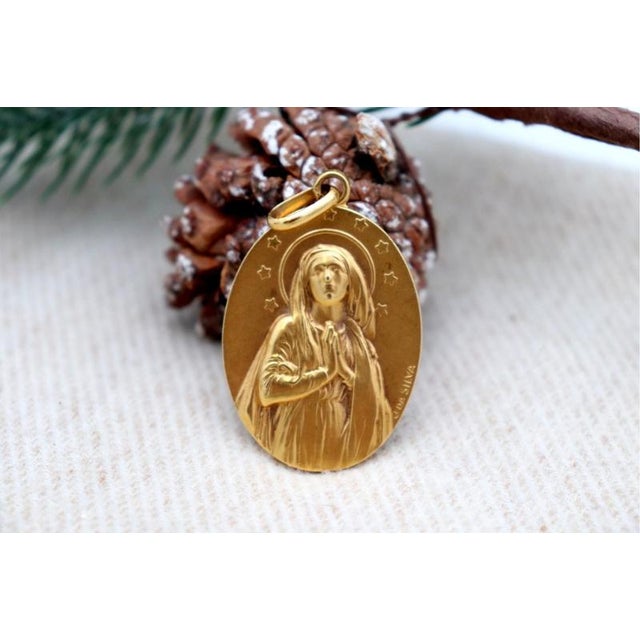 19.2k Gold Our Lady of the Immaculate Conception Pendant For Sale - Image 3 of 5