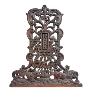 Large Antique 19th Century Carved Wood Architectural Salvage Pediment Sculpture For Sale