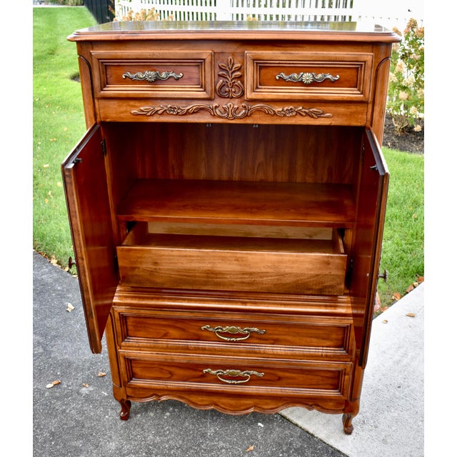 Cherry Dixie Furniture Tall Chest Vintage French Provincial Cabinet Chest For Sale - Image 15 of 18