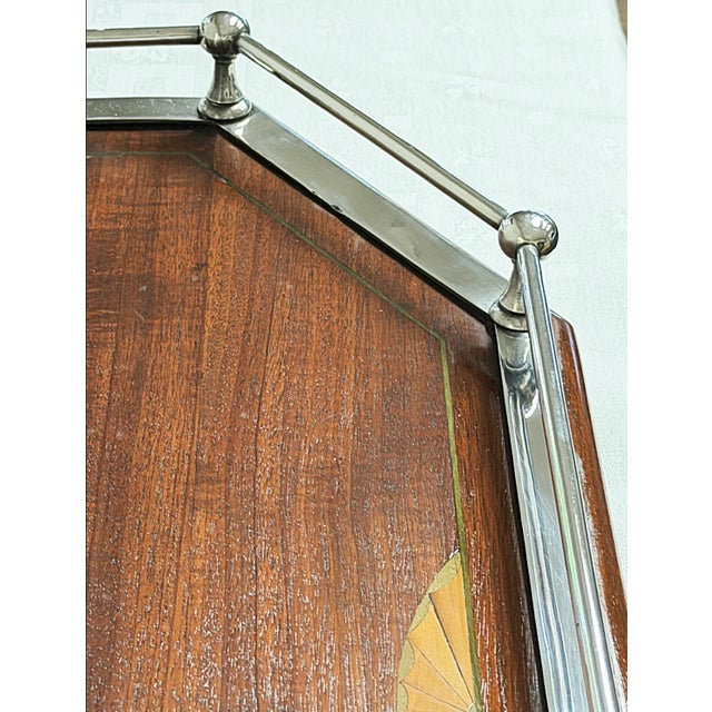 Antique English Silver and Mahogany Gallery Tray For Sale - Image 17 of 18