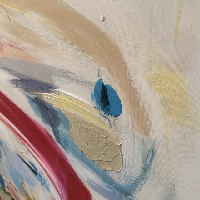Textile Abstract Mixed-Media Painting in Gold Floater Frame by Eveline Brodsky (Ukrainian-Canadian, B. 1964) For Sale - Image 7 of 12