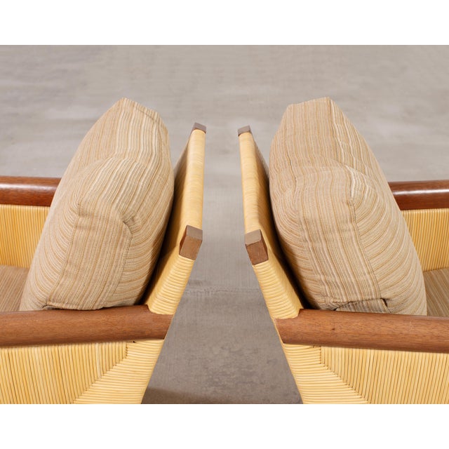 Pair John Hutton for Donghia Merbau Rattan Lounge Chairs For Sale - Image 15 of 18