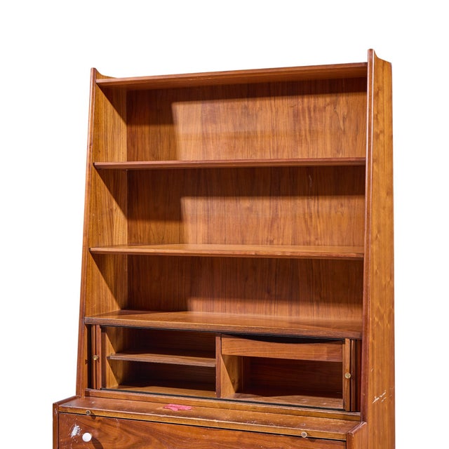 Kipp Stewart for Drexel Declaration Mid Century Walnut Secretary Desk For Sale In Chicago - Image 6 of 11