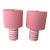 1990s Kate Spade Pink Striped Ceramic Cylinder Lamps - Set of 2 For Sale