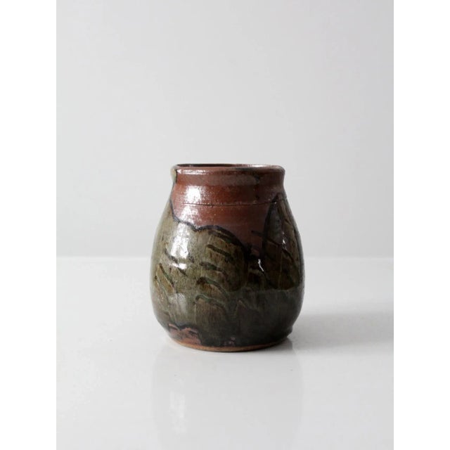 Brown Vintage Studio Pottery Vase For Sale - Image 8 of 10