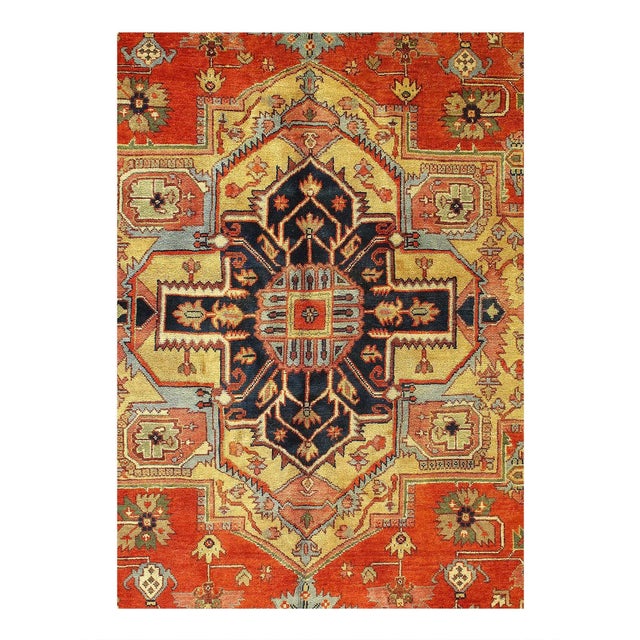 Serapi design rug. Handmade Hand-knotted in fine lambswool. Lamb's Wool on a Cotton Foundation Vegetable Dyed Hand-Spun...