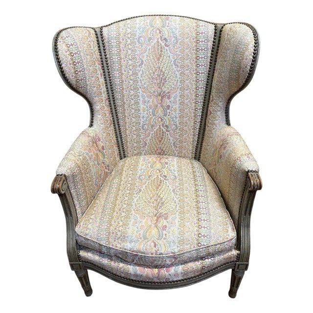 Louis XVI Style Wingback Armchair For Sale