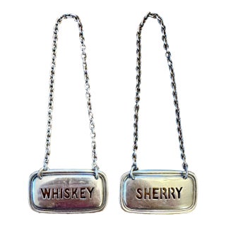 Vintage Tiffany & Co. Sterling Silver Decanter Labels- A Pair For Sale