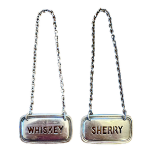 Vintage Tiffany & Co. Sterling Silver Decanter Labels- A Pair
