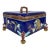 Joseph Holdcroft Majolica Japonisme Square Shaped Box and Cover, glazed in cobalt blue, with relief molded flying cranes,...