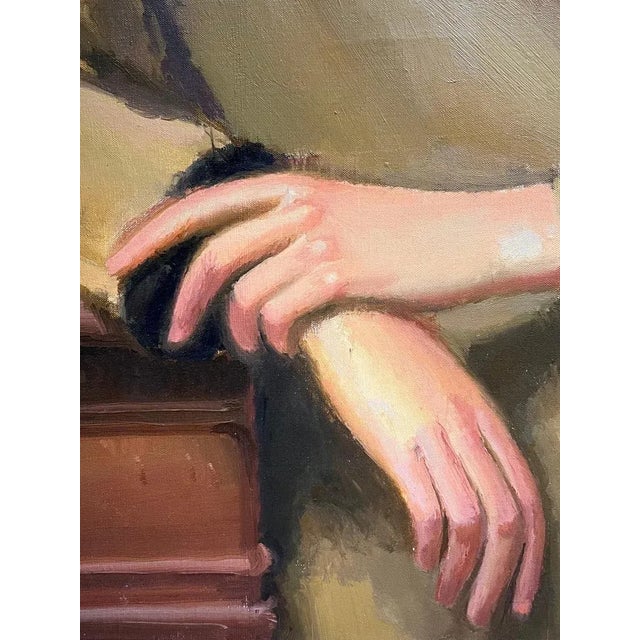 Armand Cacheux, Portrait of Miss Cacheux, Oil on Canvas For Sale - Image 3 of 11