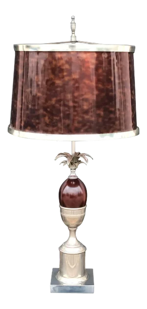 Pineapple Lamp Style of Maison Charles in Faux Tortoise Shell