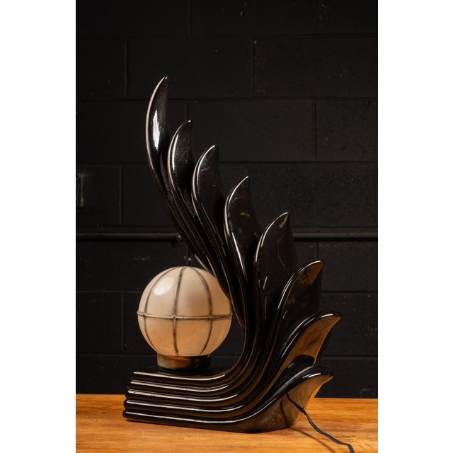 C. 1980s Porcelain Art Deco Revival Lamp For Sale - Image 4 of 6