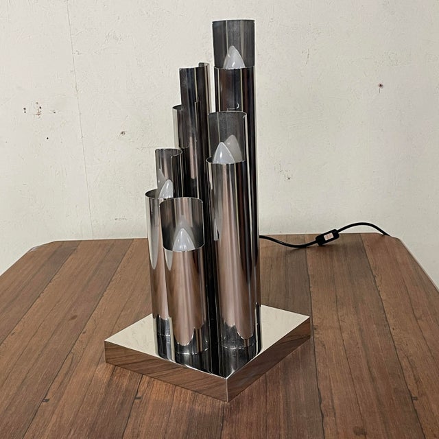 Space Age Table Lamp with Chrome Tubes by VM Designer, 1970s For Sale - Image 16 of 18